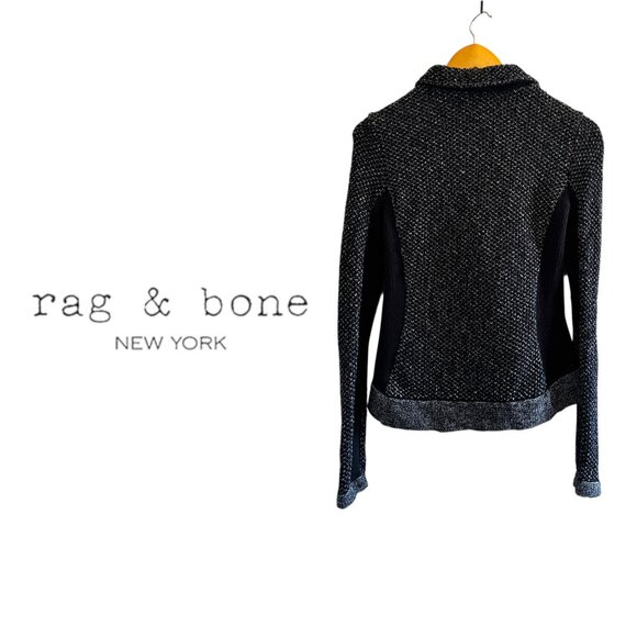 Rag and Bone Metallic Knit Moto Zip Cardigan Sweater - Picture 3 of 6